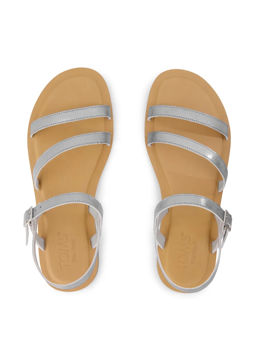 Toms Metallic Silver TripleStrap Womens Sandals